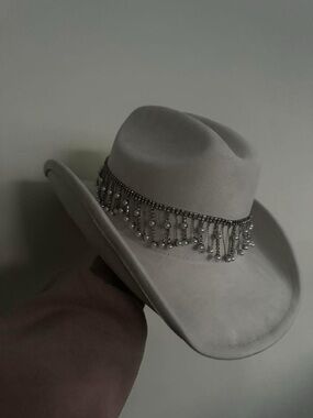 Dry Goods Gray Felt Western Hat with Beaded Fringe